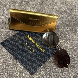 Diff Eyewear Robin Arzón Gold Frame Sunglasses with Brown Lenses